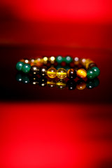 Rudra divine Money Magnet Bracelet, Pyrite Tiger Eye Green Aventurine Citrine Wealth Bracelet 8 mm beads ergized by Rudra divine For Unisex Adultads