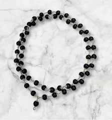 Rudra Divine Karungali Malai Silver Cap Plated Necklace | Original Black Ebony Wood Mala |Mala for Men & Women (54 Beads)