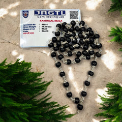 Rudra Divine Karungali Malai Silver Cap Plated Necklace | Original Black Ebony Wood Mala |Mala for Men & Women (54 Beads)