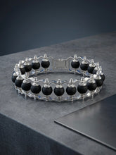 Karungali Modern Bracelet Silver Plated – Natural Ebony Wood Beads for Men & Women