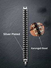 Karungali Modern Bracelet Silver Plated – Natural Ebony Wood Beads for Men & Women