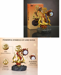 RudraDivine Om Trishul with Damru & Rudraksha Mala | Shiva Trishul Idol for Home Temple