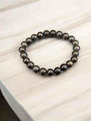 Rudra Divine Spirituals Natural Pyrite Bracelet AAA Grade Lab-Certified Original Stretchable 8mm Faceted Real Crystal Unisex Bracelet For Prosperity, Abundance & Manifestation