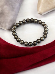 Rudra Divine Spirituals Natural Pyrite Bracelet AAA Grade Lab-Certified Original Stretchable 8mm Faceted Real Crystal Unisex Bracelet For Prosperity, Abundance & Manifestation