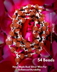 Rudra divine 5 face silver cap indonesia rudraksha mala Rudraksha Mala in Silver Diamond Cut Caps (5 mm, 55 Beads, Lab Certified) - Special Edition - Natural Rudraksha Beads - Pure Silver - Pack of 1