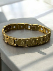 Rudra Divine Bio Magnetic Therapy Double Ton Double Line Magnets Titanium Energy Health Metal Bracelet For Men & women