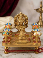 Beautiful Brass Ashtavaibhav Lakshmi Yantra Chowki with Meru Shree Yantra, 8 Devi Pillars.