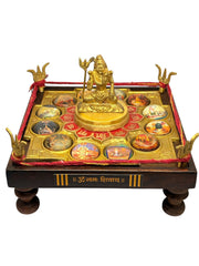 12 Jyotirling Shiva Yantra Chowki in Brass & Wood – Powerful Puja Yantra for Spiritual Energy & Blessings