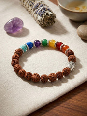 7 Chakra Rudraksha Bracelet – Original Certified Precious Seven Chakra Crystal Bracelet for Healing & Spiritual Balance