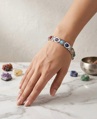 7 Chakra Bracelet In White Metal For Men & Women