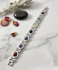 7 Chakra Bracelet In White Metal For Men & Women