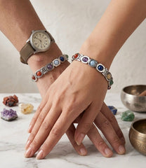 7 Chakra Bracelet In White Metal For Men & Women