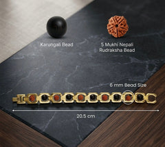 Metal Rudraksha & Karungali Bracelet – Spiritual Protection & Mental Peace Energy | Unisex Energy Healing Bracelet