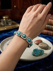 Natural Turquoise Bracelet (8mm) Original Feroza Stone | Throat Chakra, Communication & Good Luck Blue Healing Crystal Bracelet | Unisex Beaded Jewelry