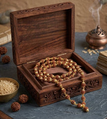 5 Mukhi Rudraksha Mala with Gold-Plated Beads for Men & Women