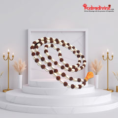 Natural Rudraksha & Pearl Mala 7 mm Beads