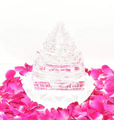 Sphatik Shree Yantra With Flower top Quality
