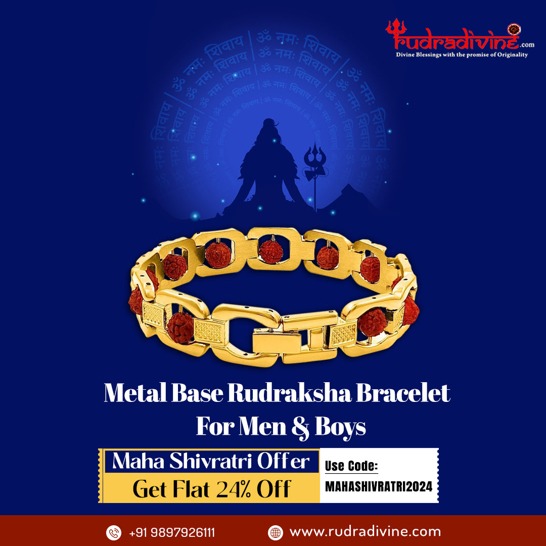 Metal Base Rudraksha Bracelet For Men & Boys