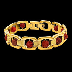 Metal Base Rudraksha Bracelet For Men & Boys