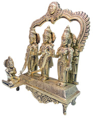 Rudra Divine Ramdarbar/South Indian Arts Bronze Panchdhatu Ram Darbar Murti for Home Decor Bhagwan Ram Darbar with Sita Laxman Hanuman Idol Statue for Mandir Temple Panchdhatu Murti