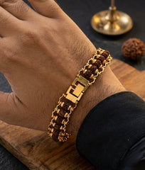 Premium 5 Mukhi Rudraksha Gold Plated Bracelet – Unisex