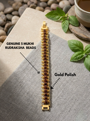 Premium 5 Mukhi Rudraksha Gold Plated Bracelet – Unisex