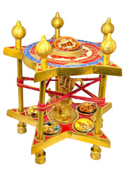 Shri Panchmukhi Hanuman Yantra Chowki in Brass for Puja