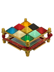Navgrah Yantra Brass Frame with Multicolor Gemstones, 9 Planets (3.5*3.5 inches)