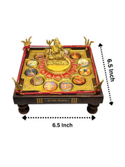 12 Jyotirling Shiva Yantra Chowki in Brass & Wood – Powerful Puja Yantra for Spiritual Energy & Blessings