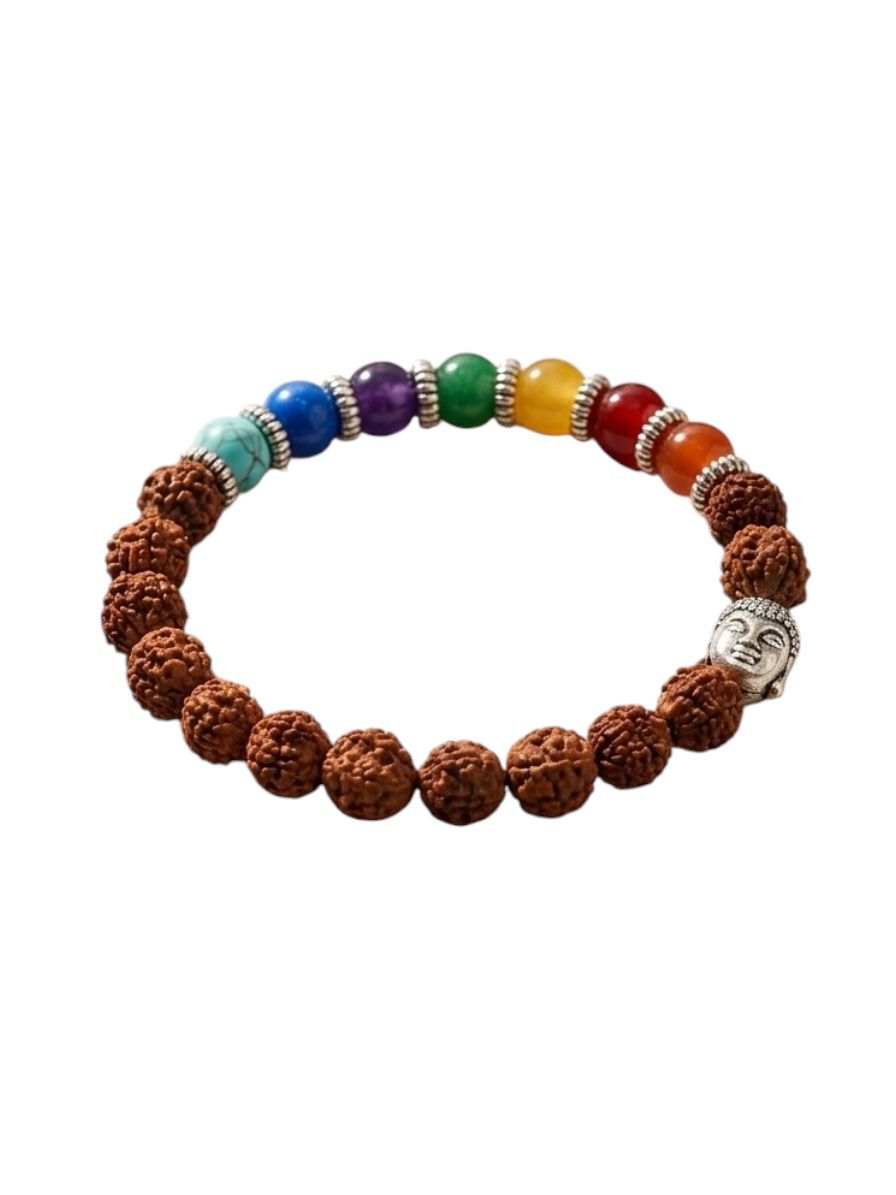7 Chakra Rudraksha Bracelet – Original Certified Precious Seven Chakra Crystal Bracelet for Healing & Spiritual Balance