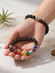 7 Chakra Lava Stone Buddha Bracelet for Men & Women – Natural Healing Stone Beaded Bracelet