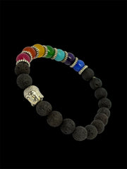 7 Chakra Lava Stone Buddha Bracelet for Men & Women – Natural Healing Stone Beaded Bracelet