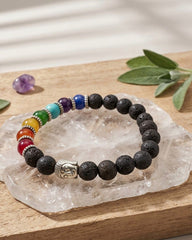 7 Chakra Lava Stone Buddha Bracelet for Men & Women – Natural Healing Stone Beaded Bracelet