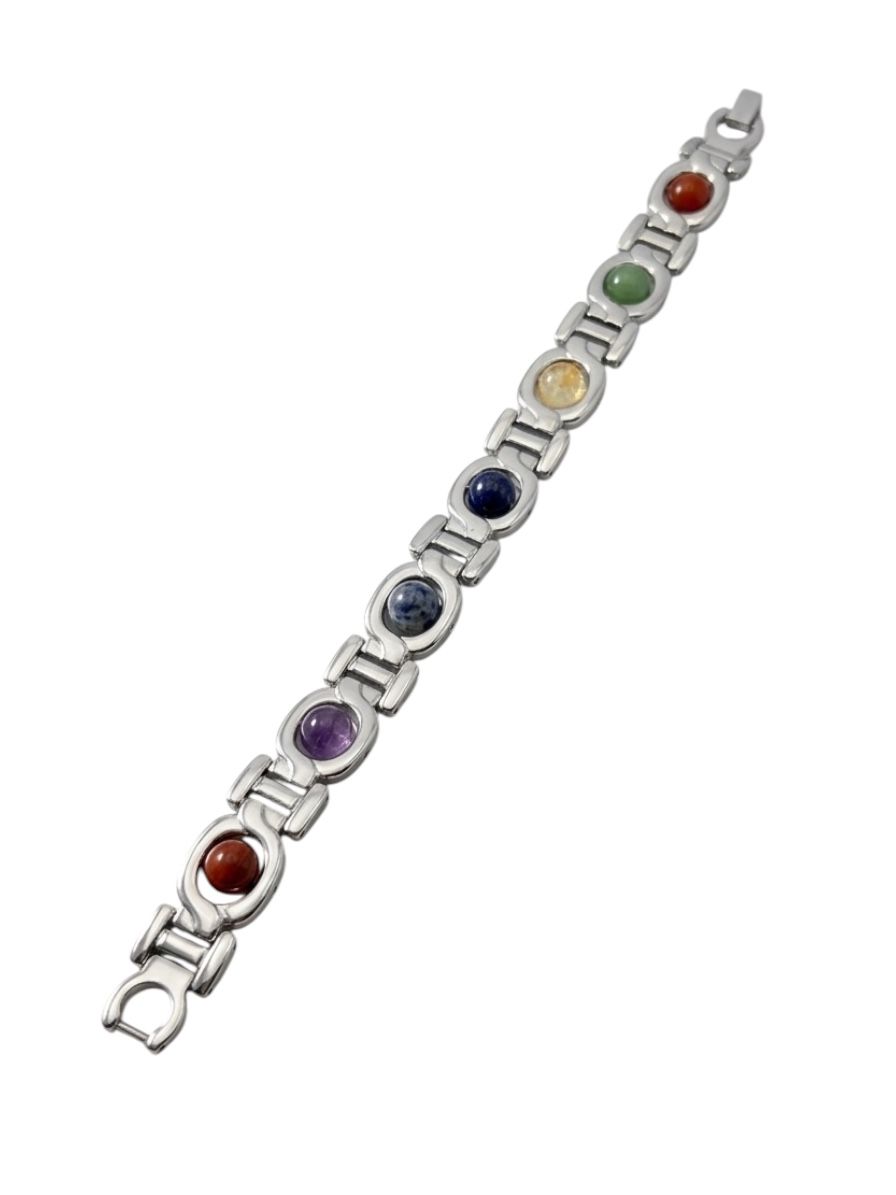 7 Chakra Bracelet In White Metal For Men & Women
