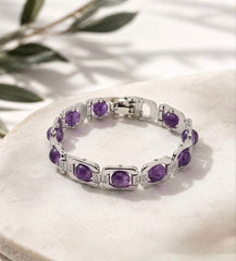 Stylish Amethyst Bracelet for Men & Women | Natural Purple Crystal Beaded Bracelet