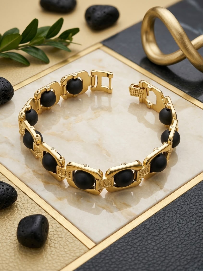 Karungali Sacred Wood Bracelet – Gold Finish