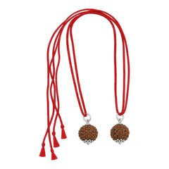 RUDRADIVINE 5 Mukhi Rudraksha Pendant with Red Sacred Mauli Thread for Puja