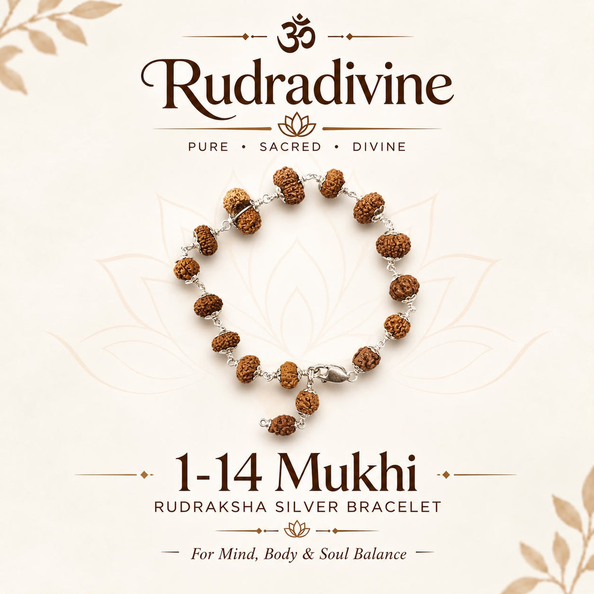 1 -14 Mukhi Rudraksha Silver Bracelet