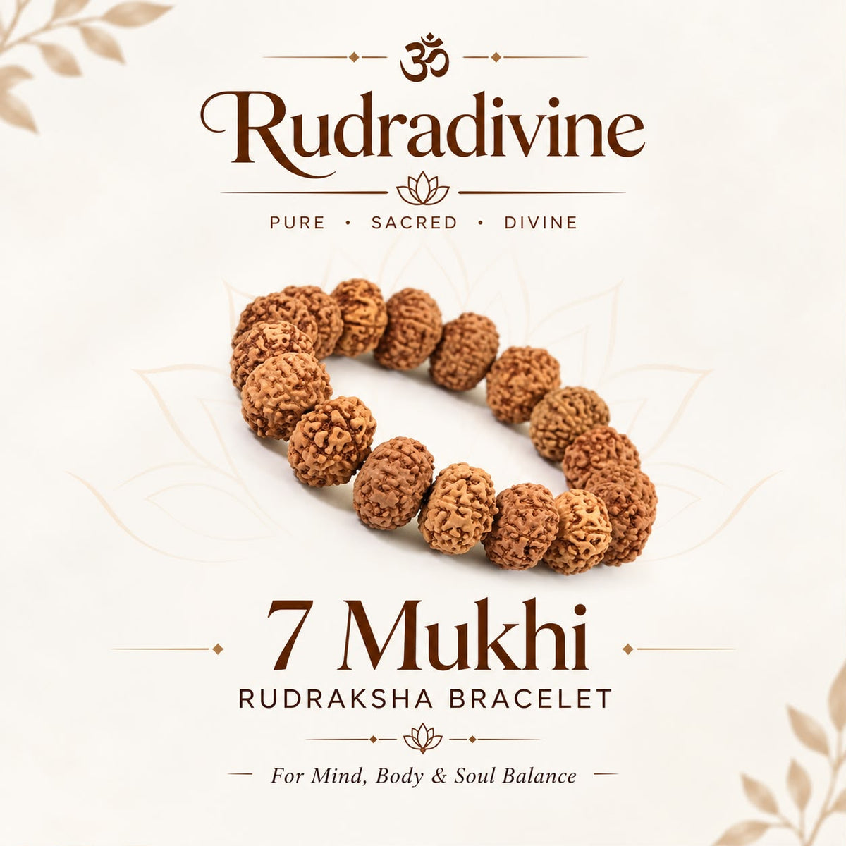 RUDRA Divine 7 Mukhi Rudraksha Bracelet Certified Energized 7 Mukhi Rudraksha Bracelet Adjustable Unisex