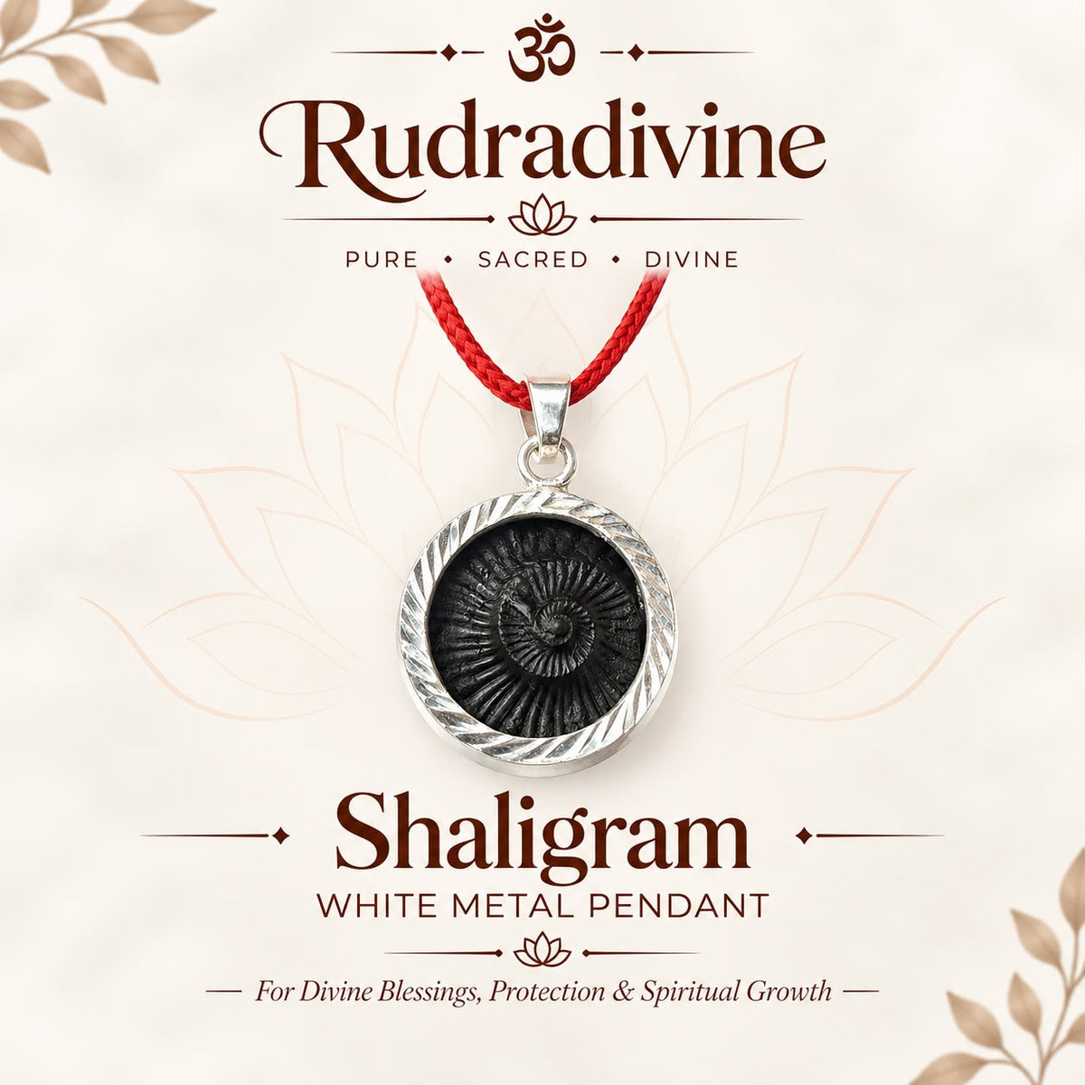 Shaligram White Metal Pendant