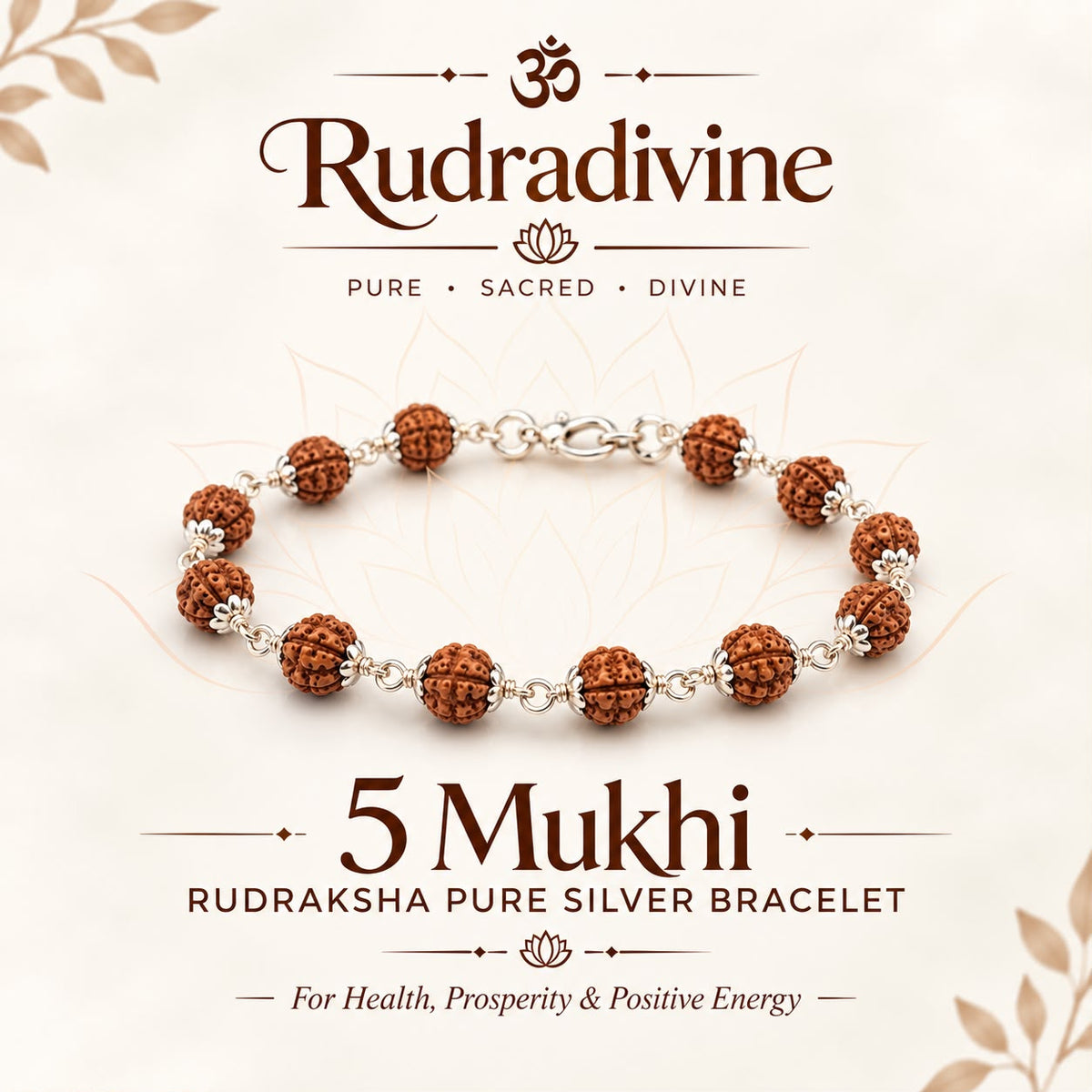 5 Mukhi Pure Silver Bracelet