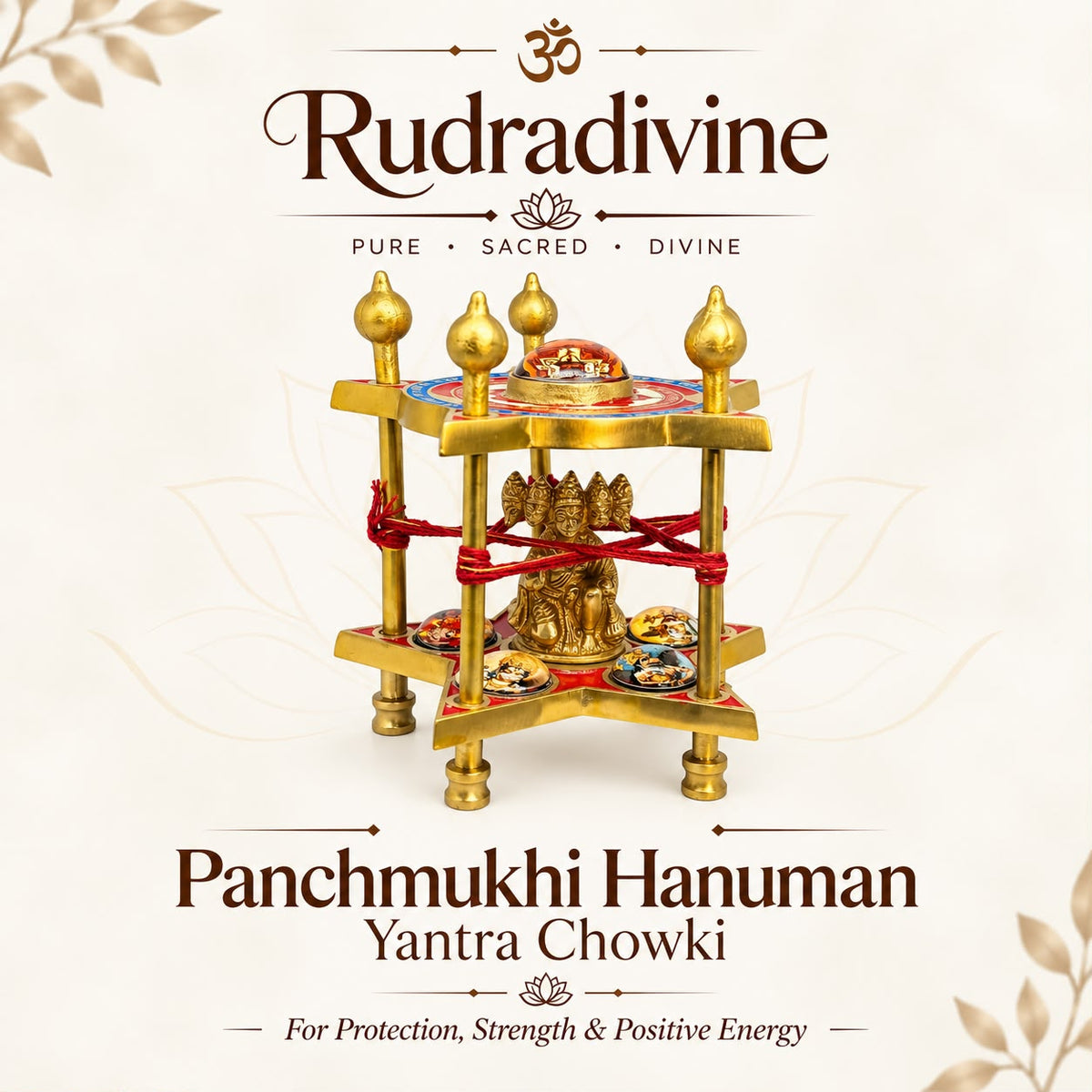 Shri Panchmukhi Hanuman Yantra Chowki in Brass for Puja