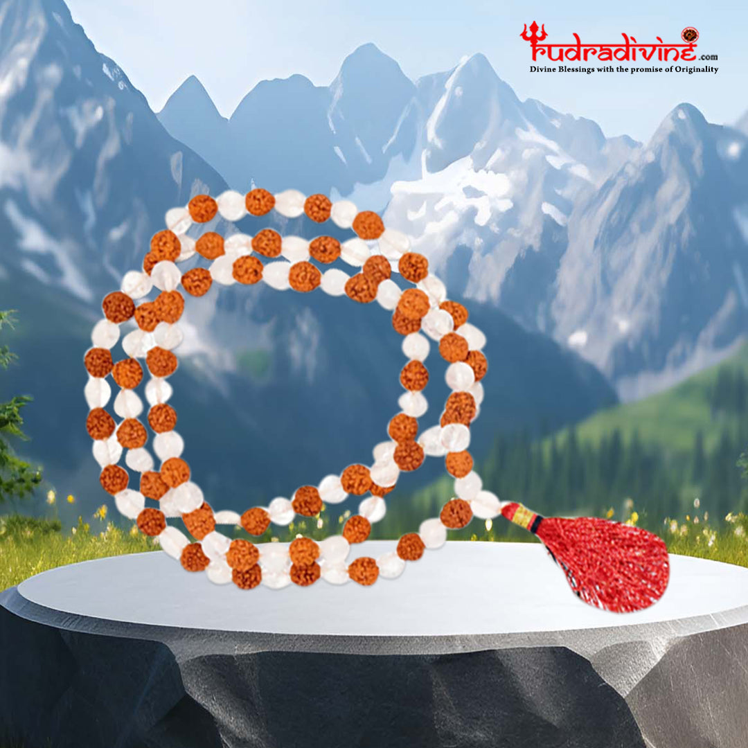 Natural Rudraksha & Sphatik Mala