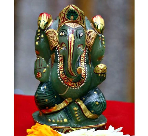 Green Jade  Ganesh Idol