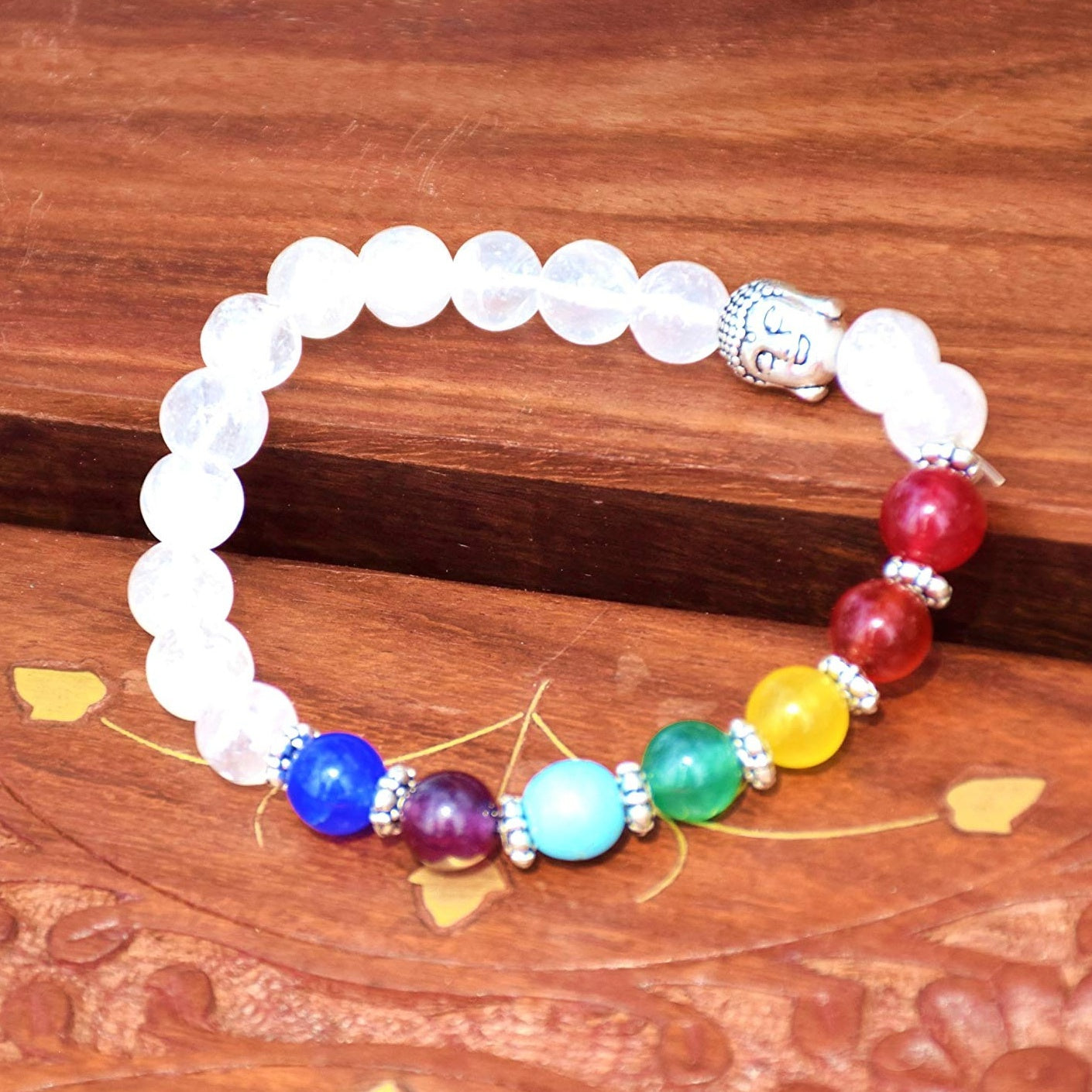 Multicolour Natural Stone 7 Chakra Yoga Bracelet – OmShreeStores.com