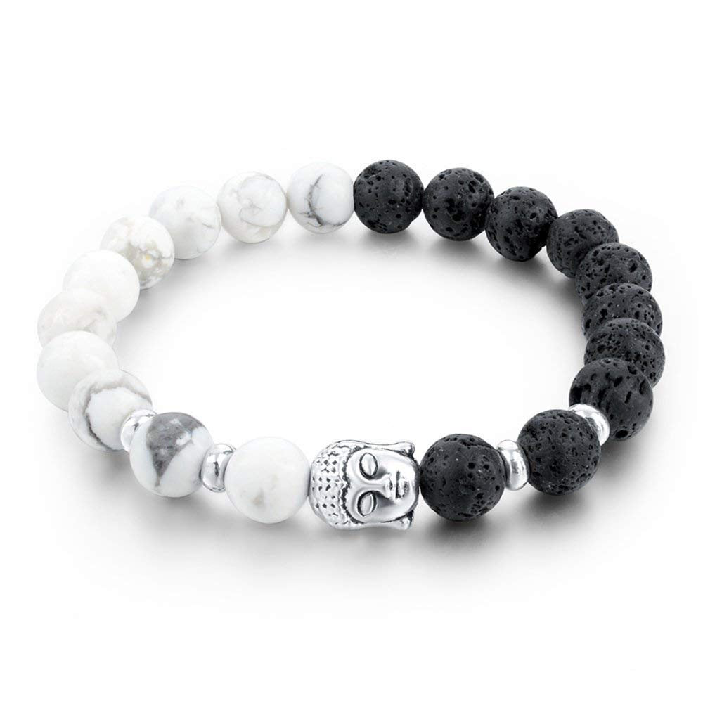 Black and White Crystal Buddha Beads Healing Yoga Bracelet