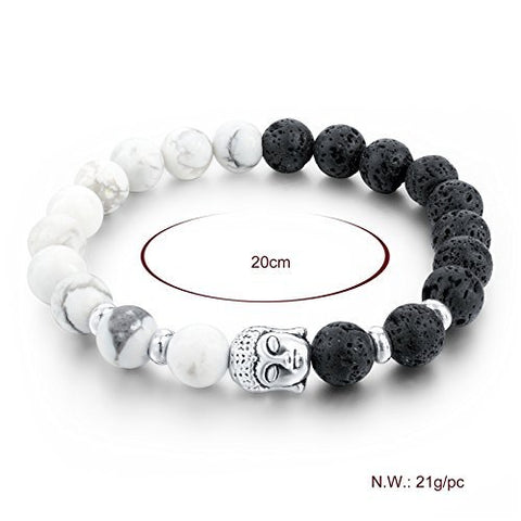Black and White Crystal Buddha Beads Healing Yoga Bracelet