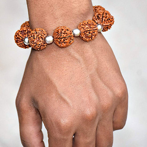 5 Mukhi Rudraksha Energy Healing Bracelet with Lion Charm – Seetara