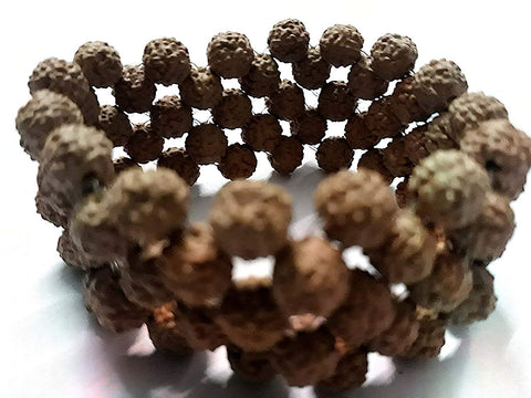 Brown Wooden Stretchable 5 Mukhi Rudraksha Beads Bracelet