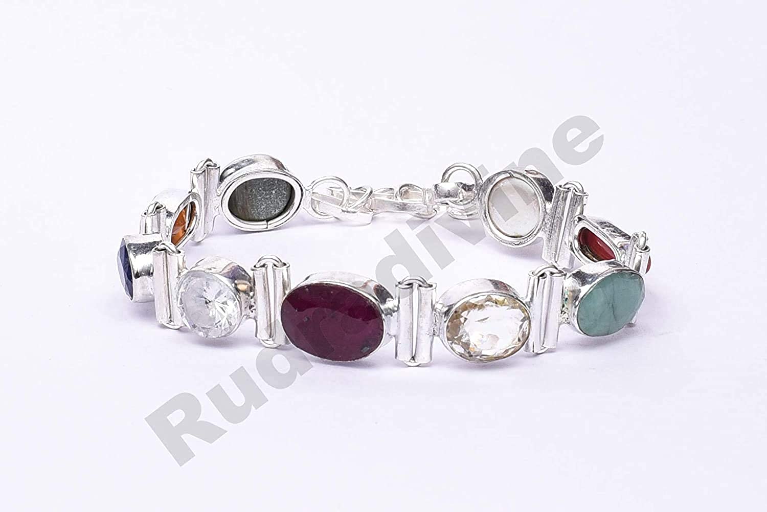 Buy Jaipur Gemstone Natural navaratna Silver Bracelet 100 original  certified navgrah Stone Online  1538 from ShopClues